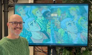 Geoff Davis at DRIVERS exhibition with animation